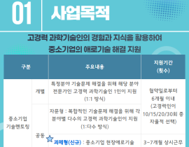 2022년 고경력 과학기술인 활용 지원사업(중소기업 기술멘토링) 신청 안내 관련사진 2 보기